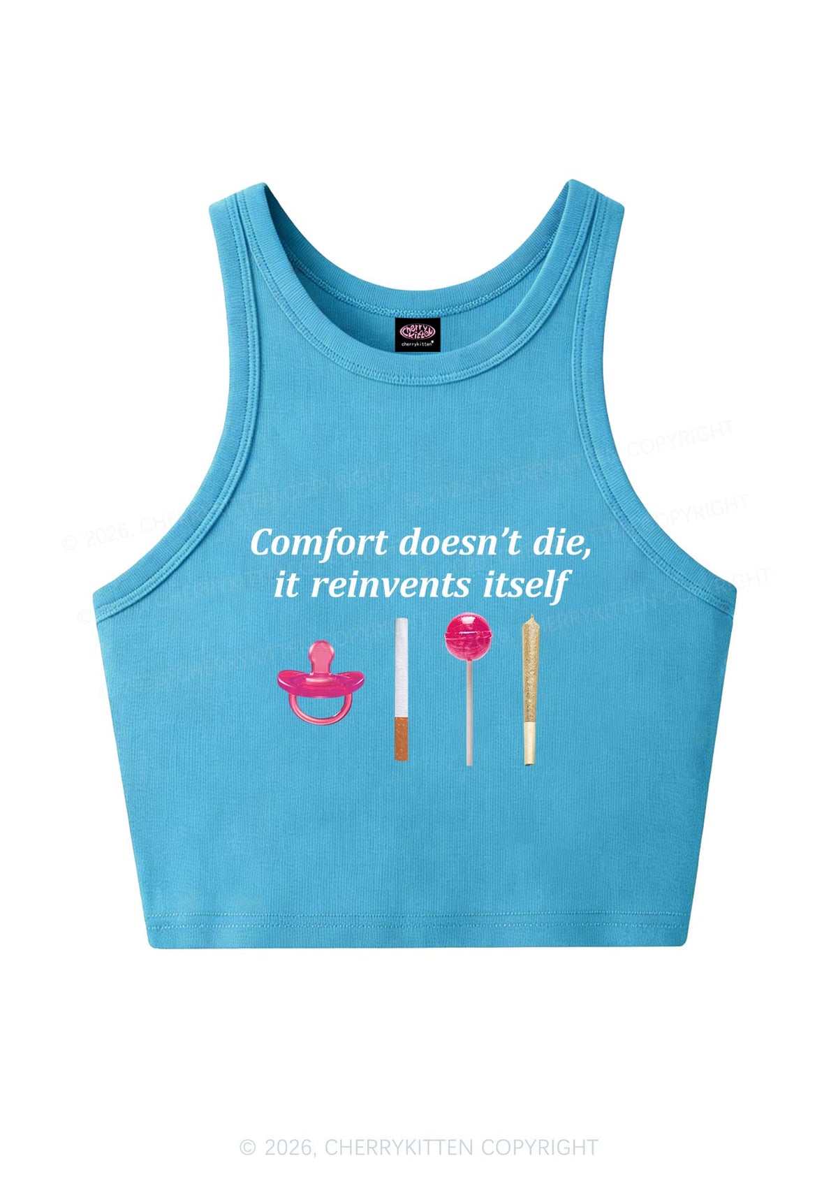 Comfort Doesnt Die Y2K Crop Tank Top Cherrykitten