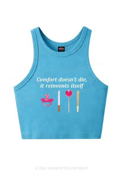 Comfort Doesnt Die Y2K Crop Tank Top Cherrykitten