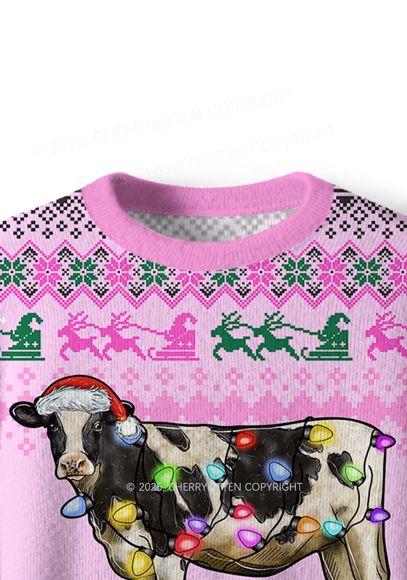 Christmas Cow Y2K Christmas Knit Sweatshirt Cherrykitten