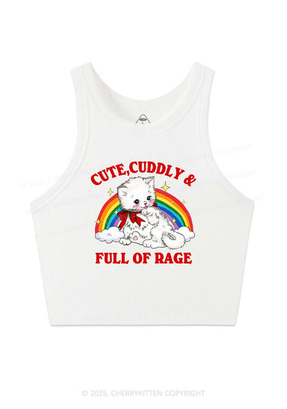 Cuddly Cat Full Of Rage Y2K Crop Tank Top Cherrykitten