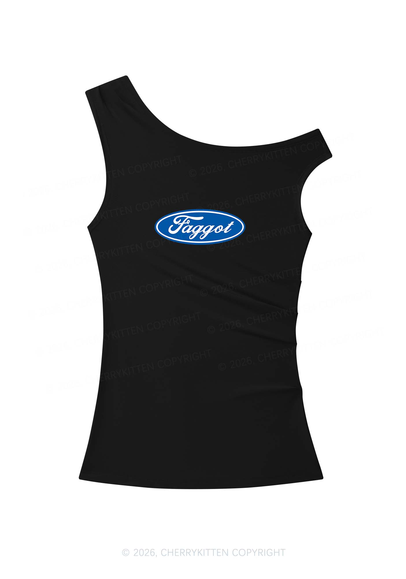 Faggot Pride Y2K Off Shoulder Tank Top Cherrykitten