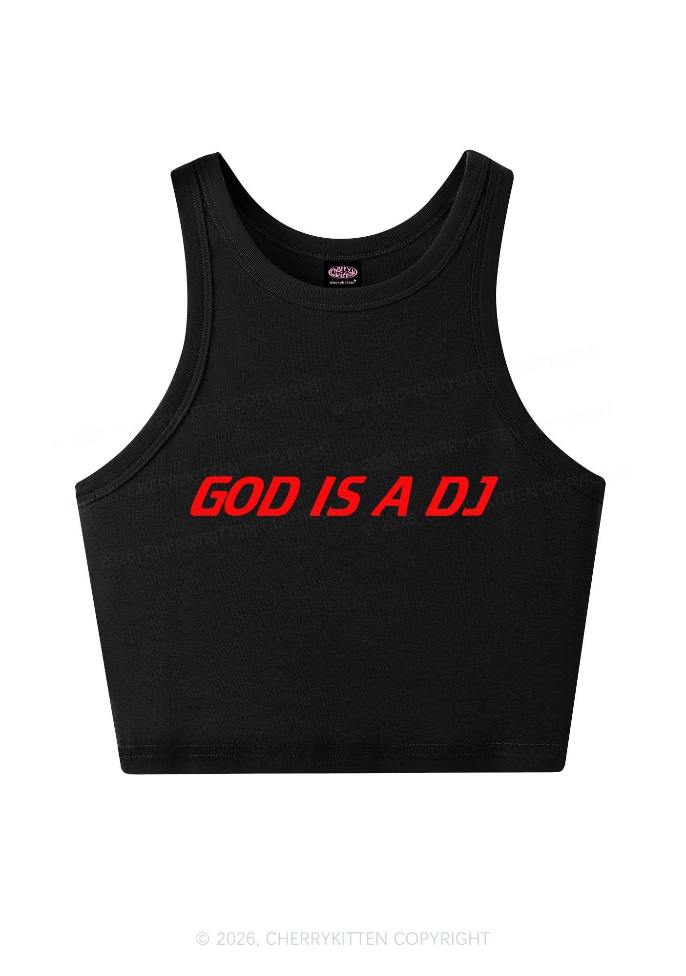 God Is A DJ Y2K Crop Tank Top Cherrykitten