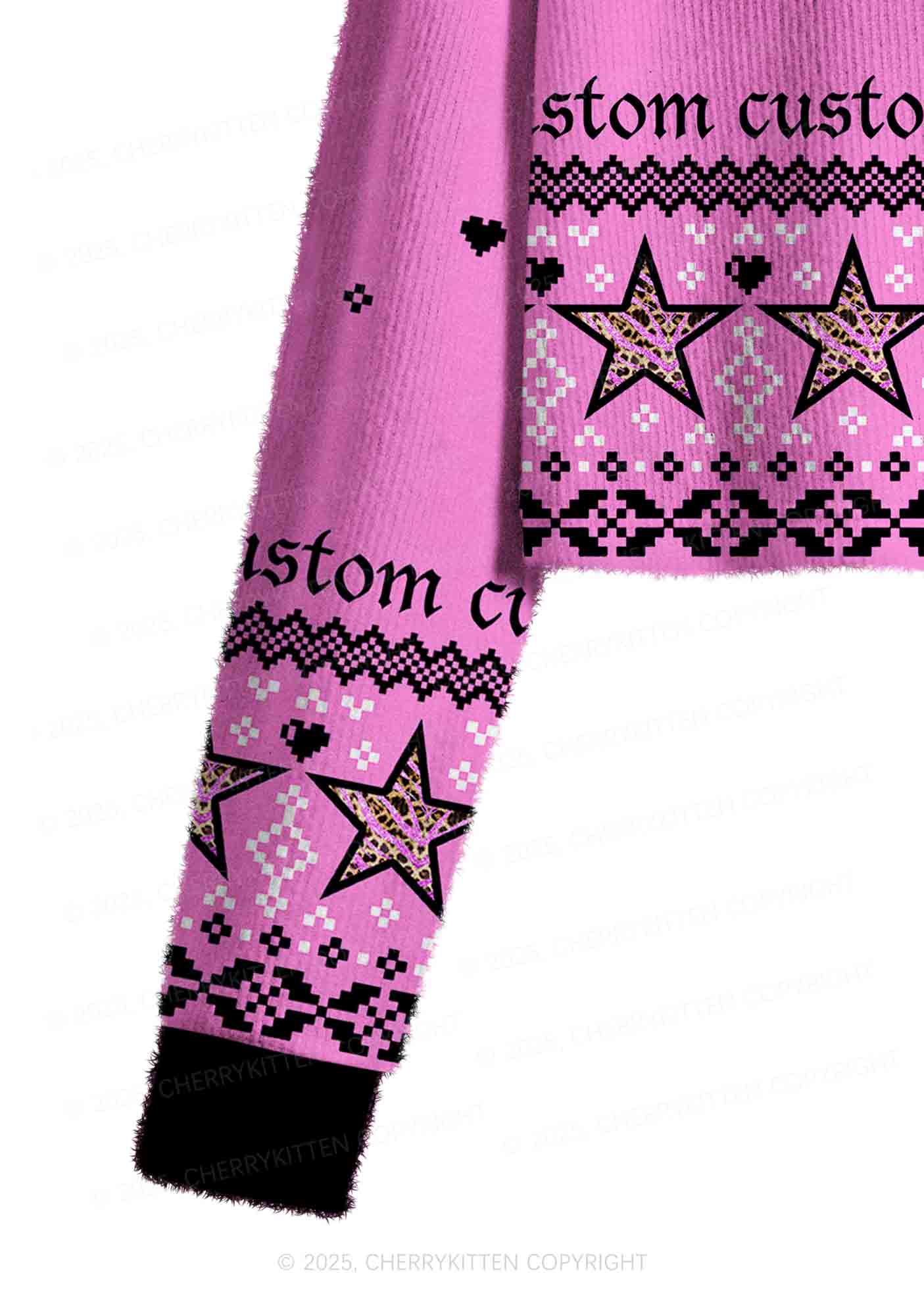 Custom Punk Pet Y2K Christmas Crop Knit Sweatshirt Cherrykitten