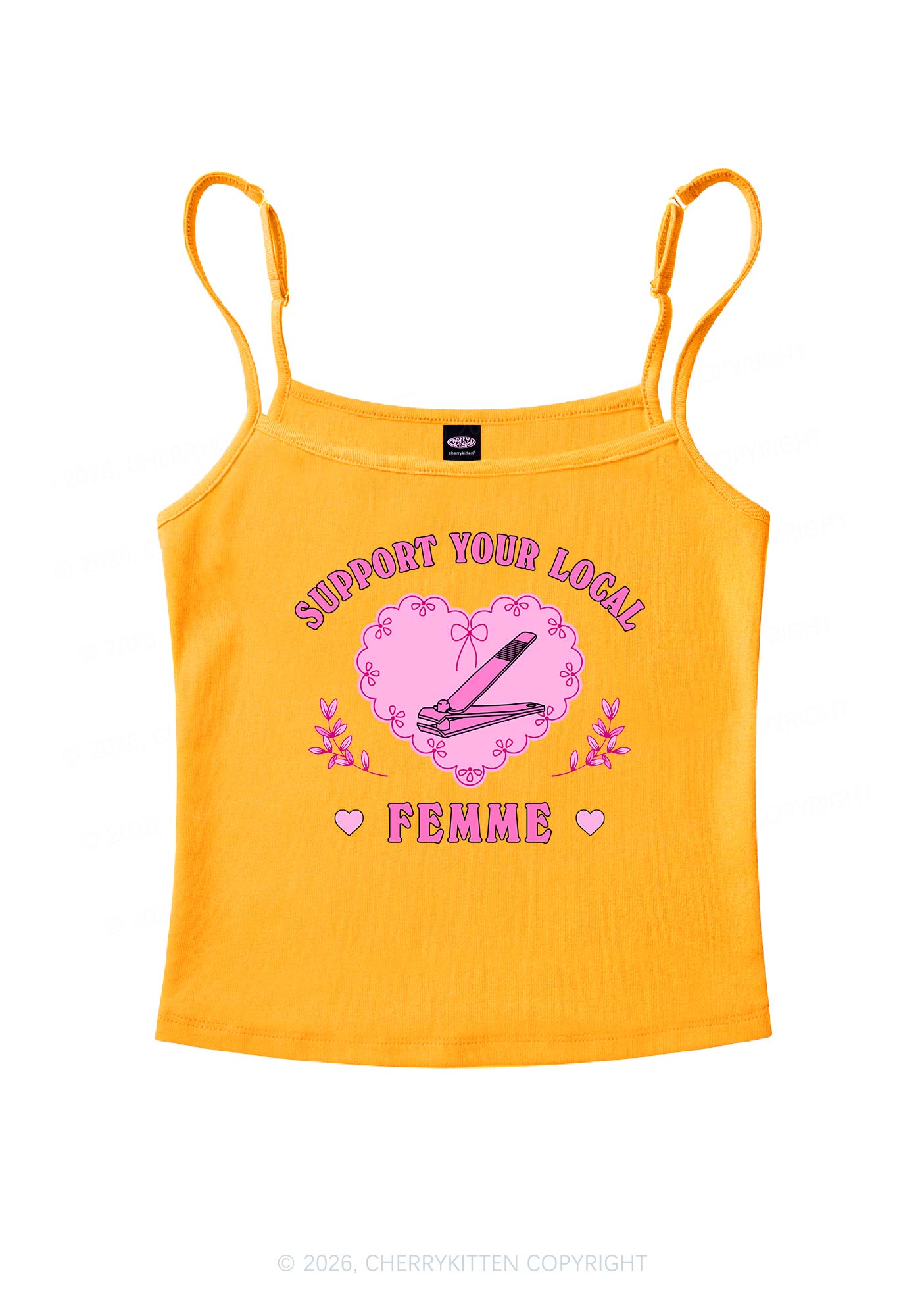 Support Your Local Femme Pride Y2K Spaghetti Strap Cami Cherrykitten