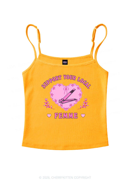 Support Your Local Femme Pride Y2K Spaghetti Strap Cami Cherrykitten