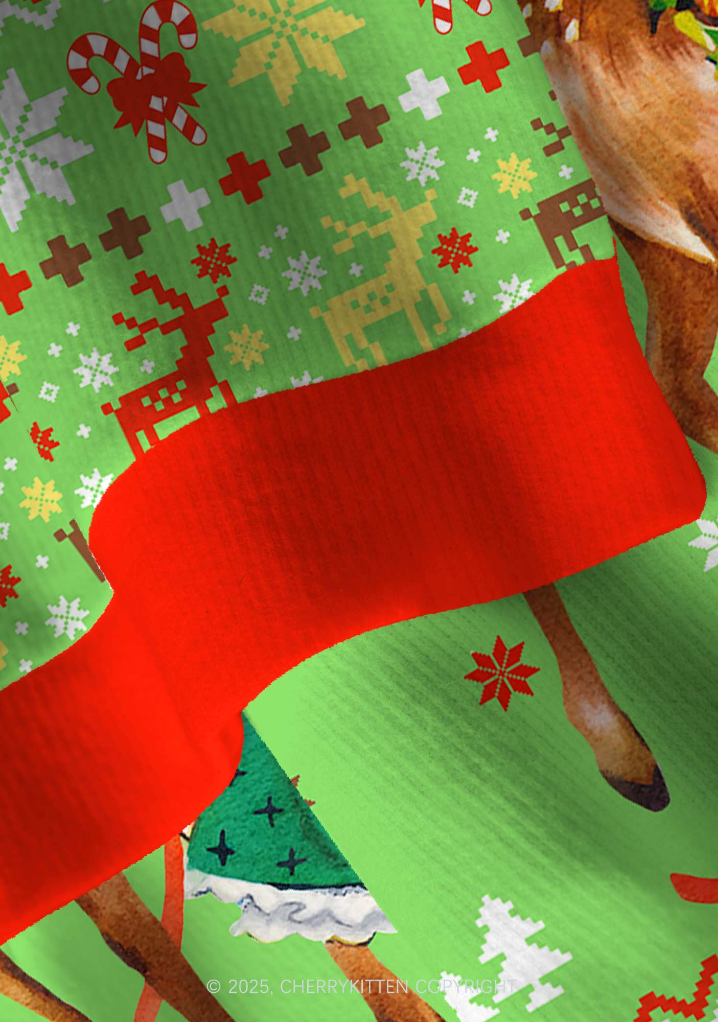 Girl Reindeer Y2K Christmas Cardigan Knit Sweatshirt Cherrykitten