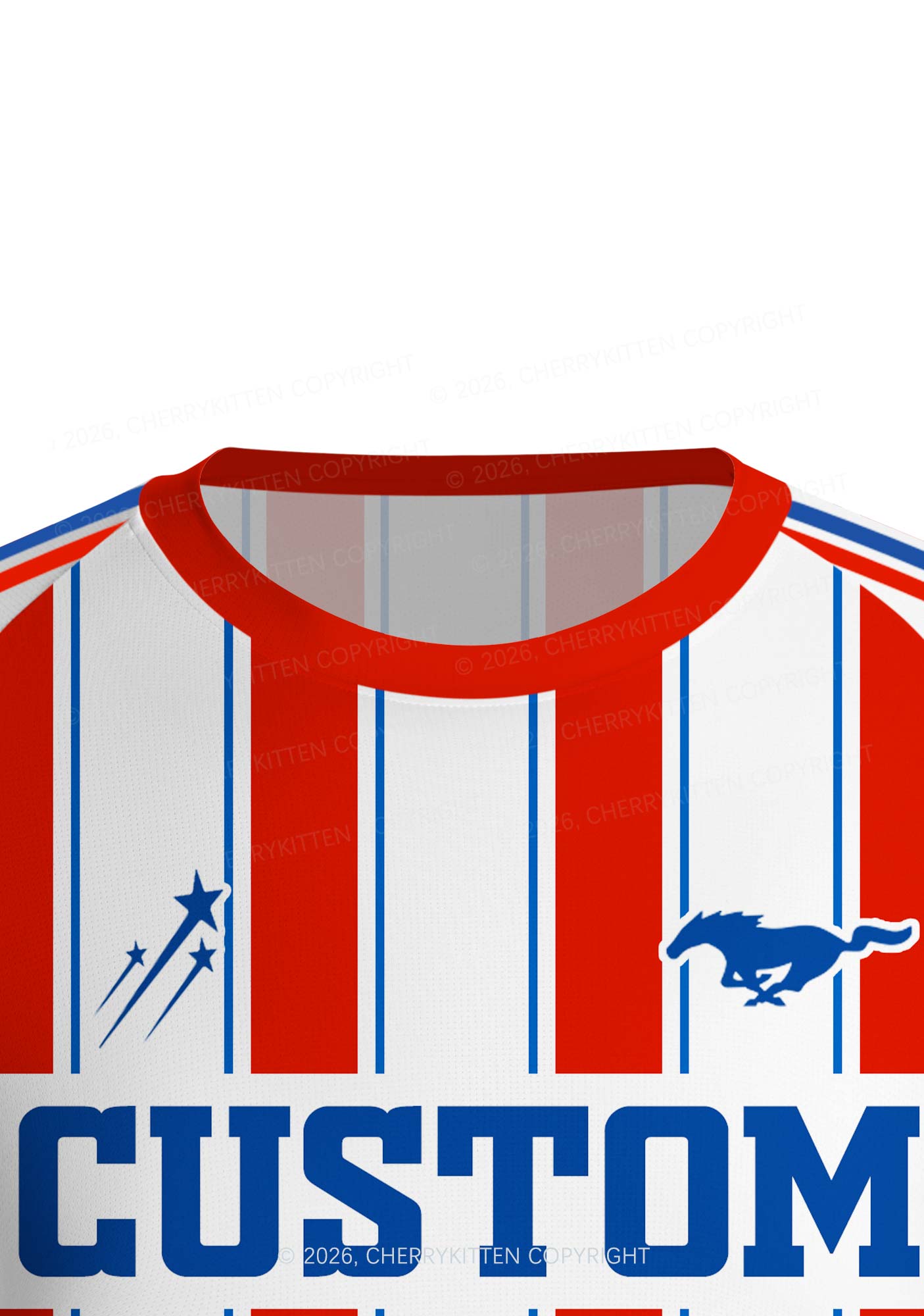 Custom Text Red White Stripes Y2K Football Jersey Shirts Cherrykitten