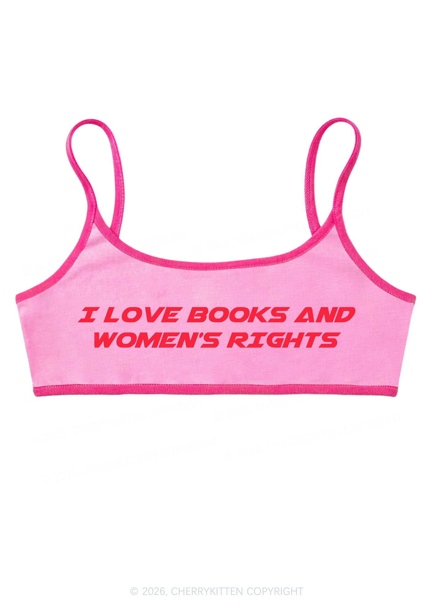 I Love Books And Womens Rights Y2K Super Crop Cami Cherrykitten