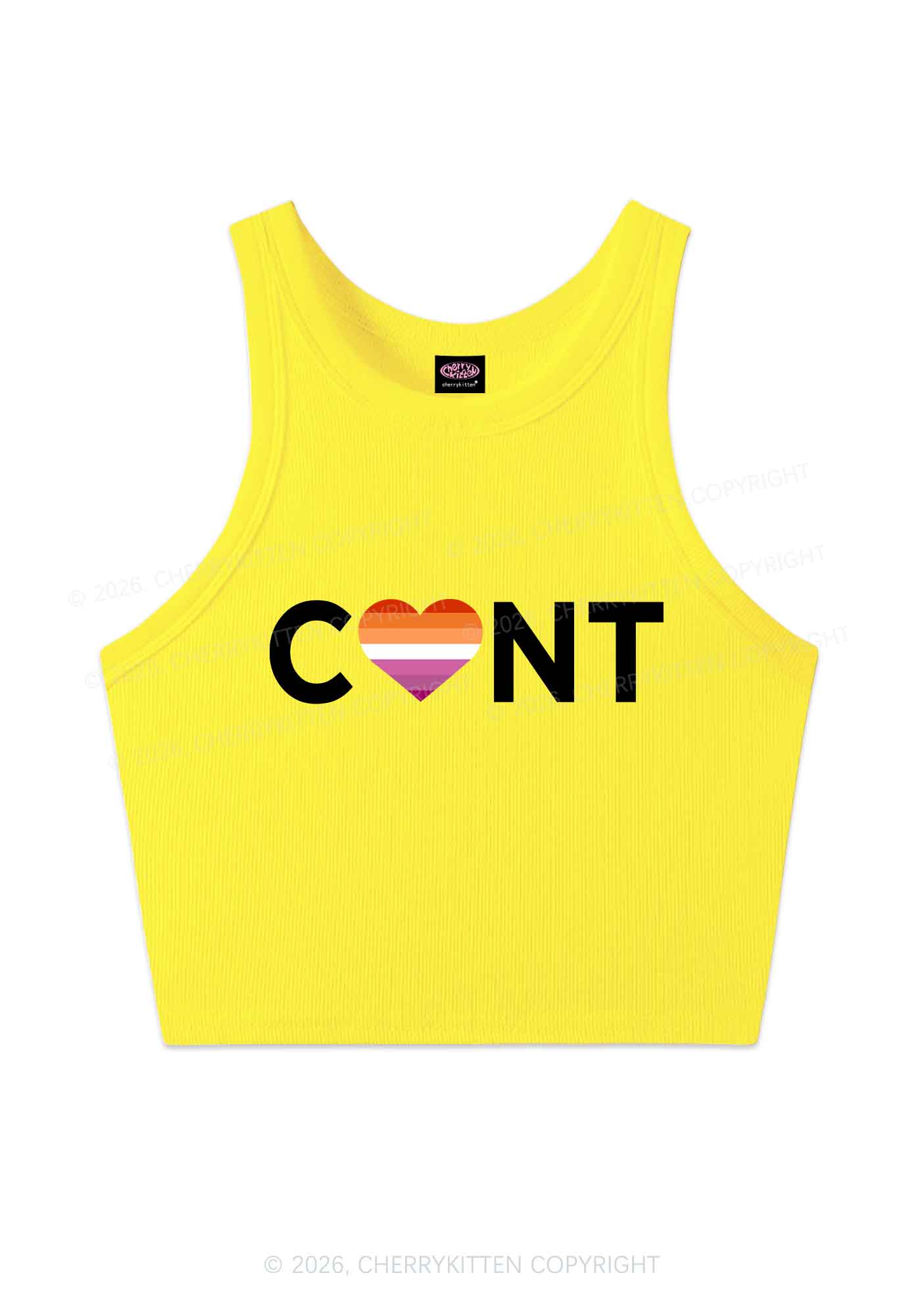 Lesbian Heart Cxxt Pride Y2K Crop Tank Top Cherrykitten