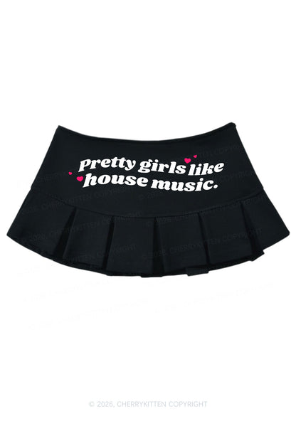 Pretty Girls Like House Music Y2K Mini Pleated Skirts Cherrykitten