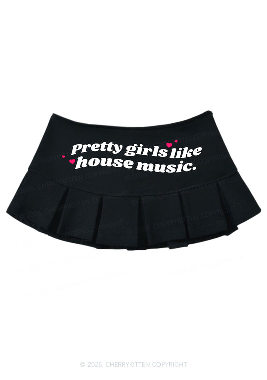 Pretty Girls Like House Music Y2K Mini Pleated Skirts Cherrykitten