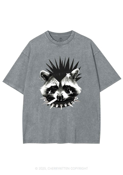 Punk Raccoon Y2K Shirts Washed Tee Cherrykitten