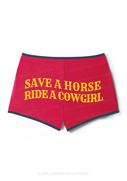 Save A Horse Ride A Cowgirl Y2K Booty Shorts Cherrykitten