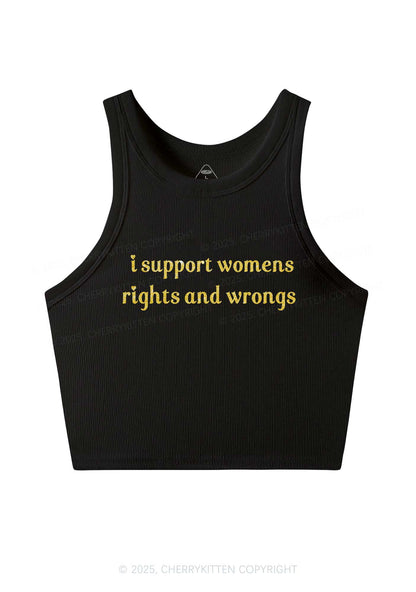Glitter I Support Women Y2K Crop Tank Top Cherrykitten
