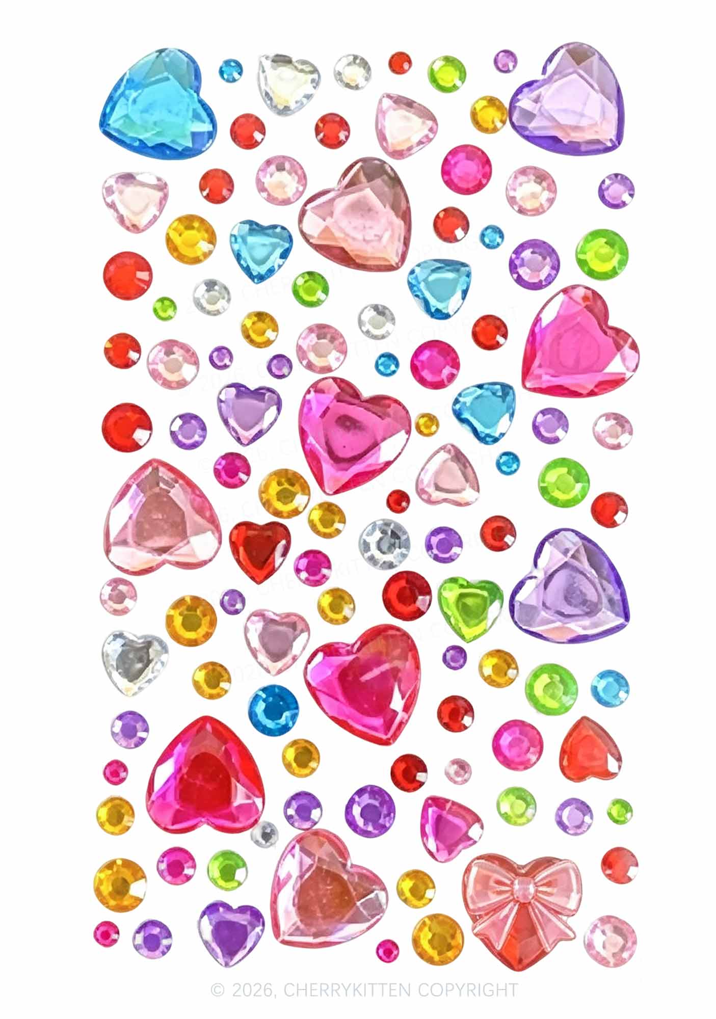 1pc Self Adhesive Rhinestones Y2K Face Sticker Cherrykitten