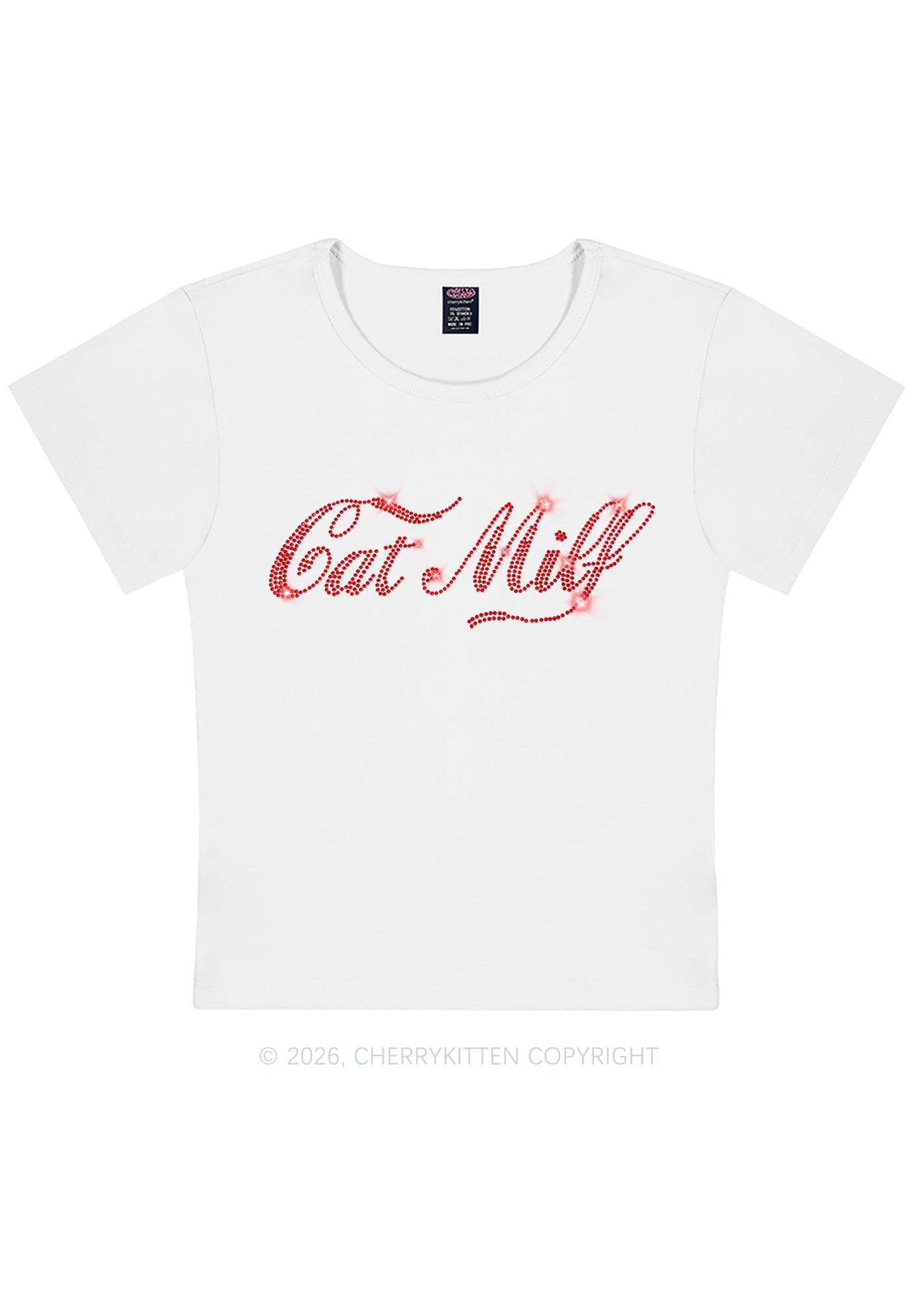 Rhinestone Cat Mxxf Y2K Baby Tee Cherrykitten
