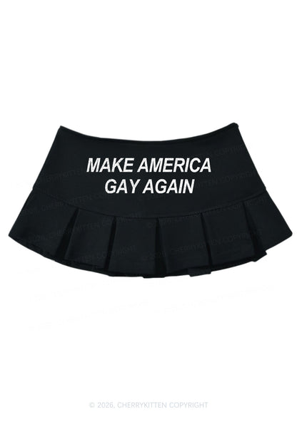 Make America Gay Again Pride Y2K Mini Pleated Skirts Cherrykitten