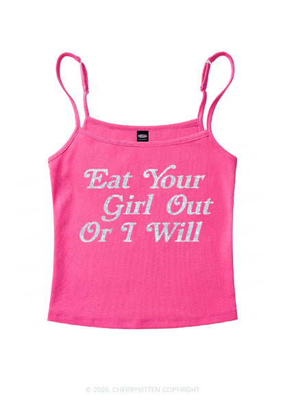 Glitter Eat Your Girl Out Pride Y2K Spaghetti Strap Cami Cherrykitten