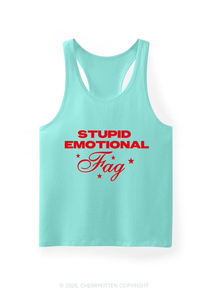 Stupid Emotional Fag Pride Y2K Men Racerback Tank Top Cherrykitten