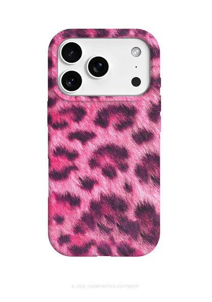 Hot Pink Fuzzy Leopard Y2K Phone Case Cherrykitten