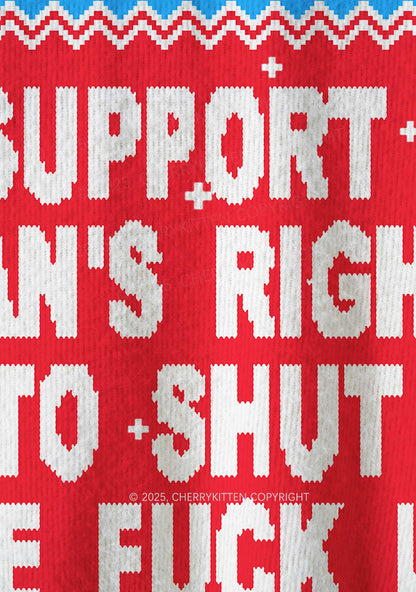 I Support A Mans Right Y2K Christmas Knit Sweatshirt Cherrykitten