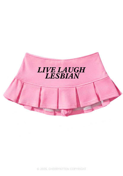 Live Laugh Lesbian Pride Y2K Mini Pleated Skirts Cherrykitten