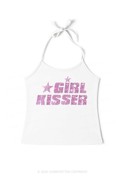 Rhinestone Girl kisser Pride Y2K Halter Neck Cami Cherrykitten