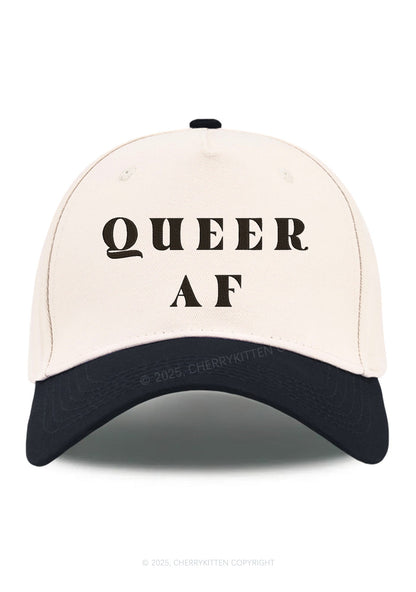 Embroidered Queer AF Pride Y2K Color Block Baseball Cap Cherrykitten