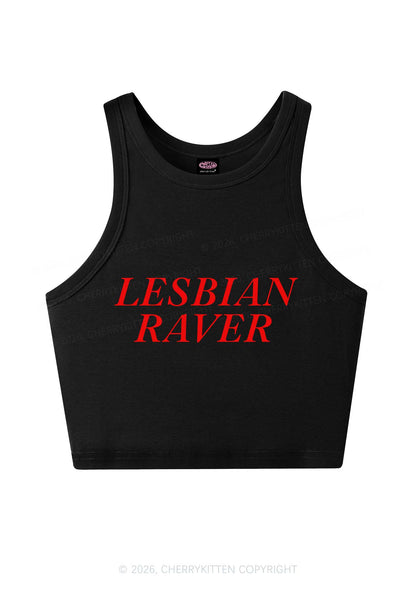 Lesbian Raver Pride Y2K Crop Tank Top Cherrykitten
