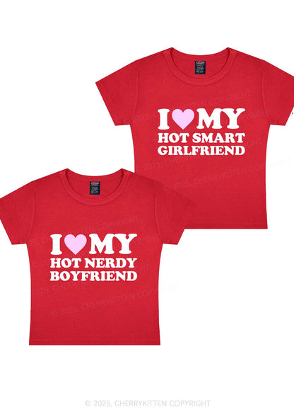 I Love My Hot Nerdy BF Y2K Valentine's Day Baby Tee Cherrykitten