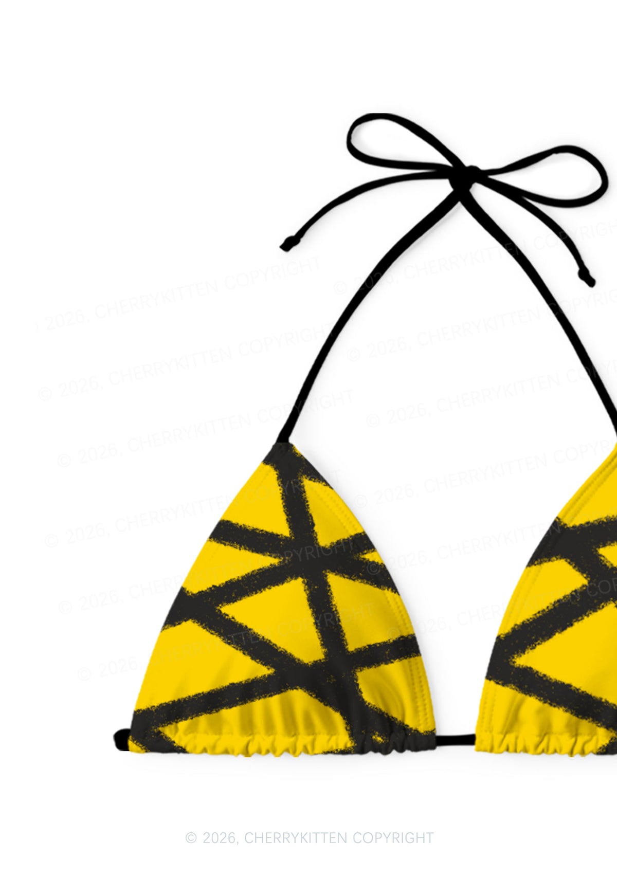 Halloween Yellow Strap Y2K Print Bikini Set Cherrykitten