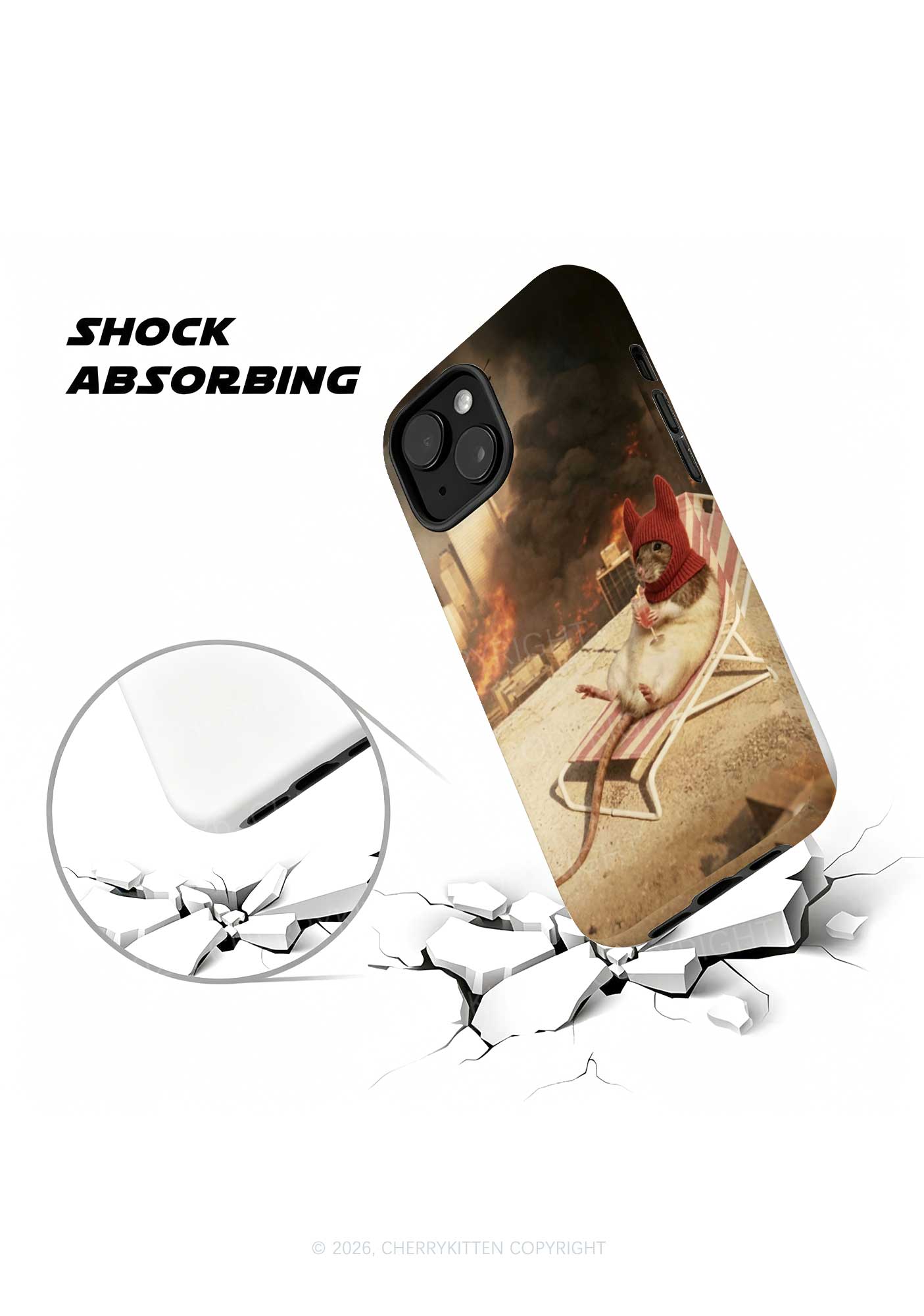 Halloween Fire City Devil Hat Rat Y2K Phone Case Cherrykitten