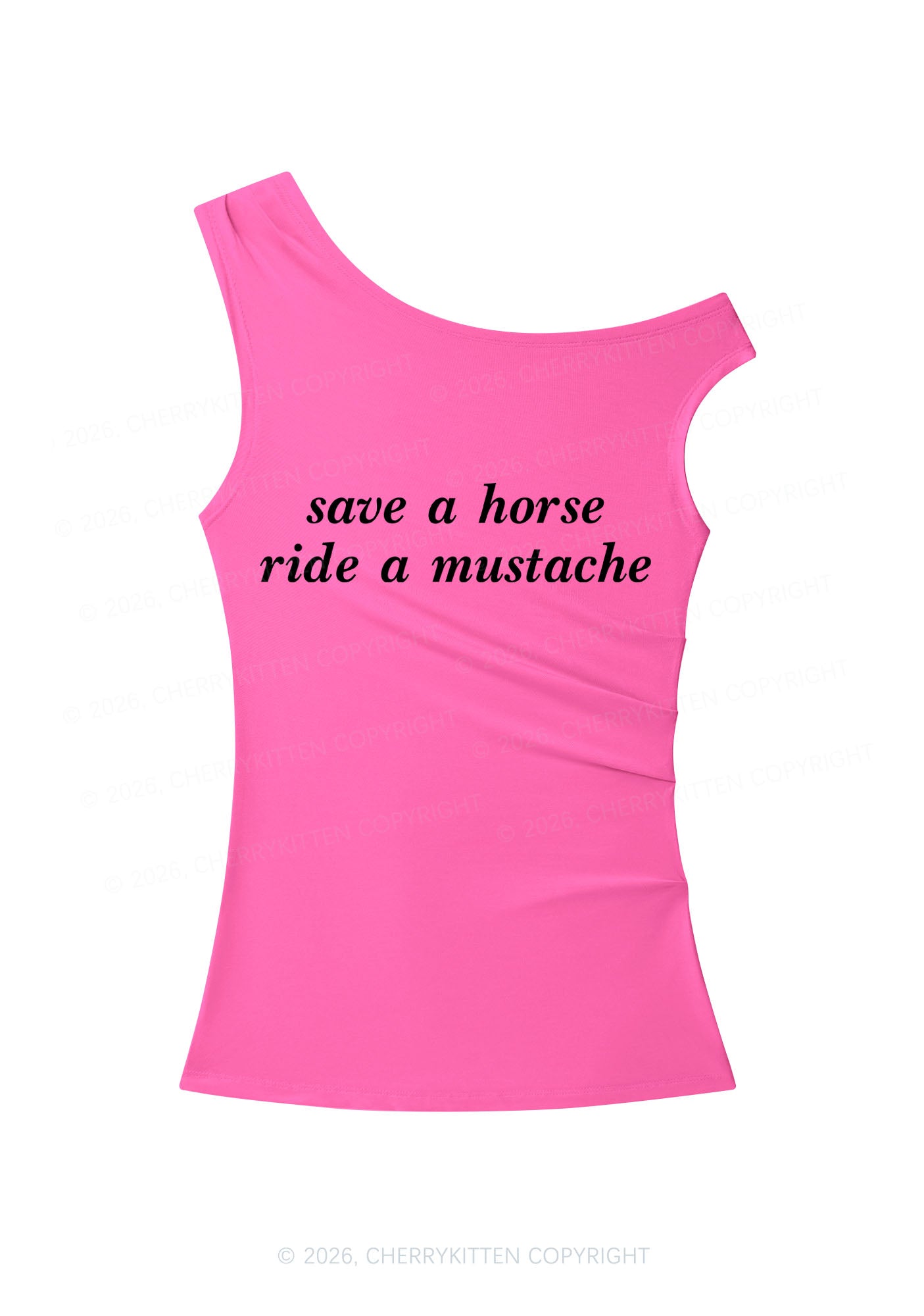 Ride A Mustache Y2K Off Shoulder Tank Top Cherrykitten