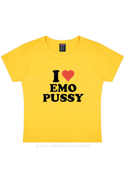 I Love EMO Puxxy Y2K Baby Tee Cherrykitten
