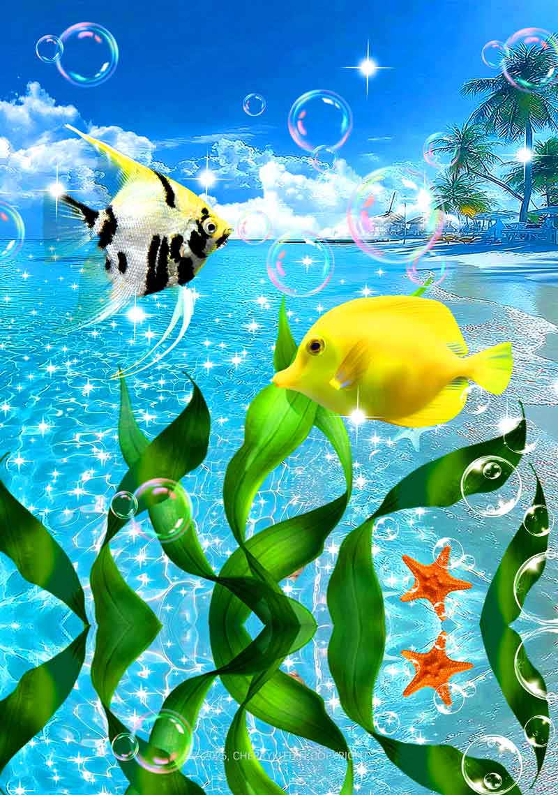 Tropical Fish Y2K Print Midi Skirt Cherrykitten