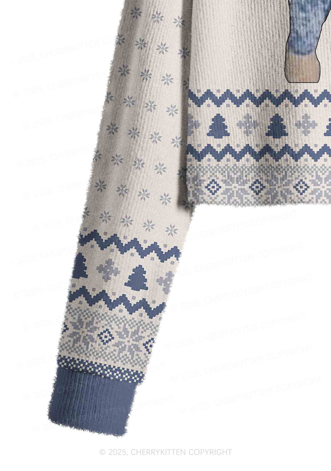 Ratted Last Tatouille Y2K Christmas Crop Knit Sweatshirt Cherrykitten