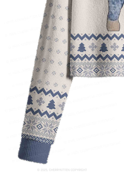 Ratted Last Tatouille Y2K Christmas Crop Knit Sweatshirt Cherrykitten