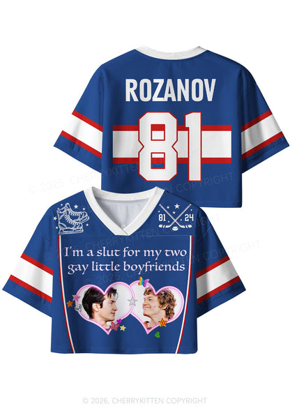 Blue Slxt For My Gay BF HR Y2K Crop Sport Jersey Shirts Cherrykitten