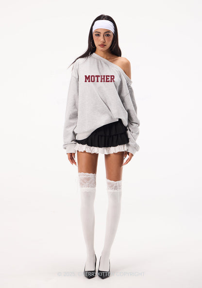Motherfxcker Two Sides Y2K Off Shoulder Sweatshirts Cherrykitten