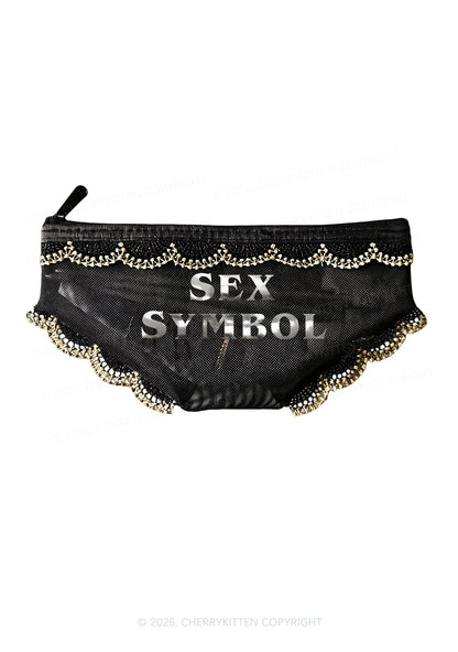 Sx Symbol Silver Foil Printed Y2K Briefs Shape Cosmetic Pouch Cherrykitten