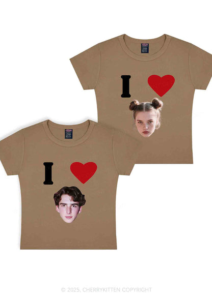 I Love Custom Portrait Y2K Valentine's Day Baby Tee Cherrykitten