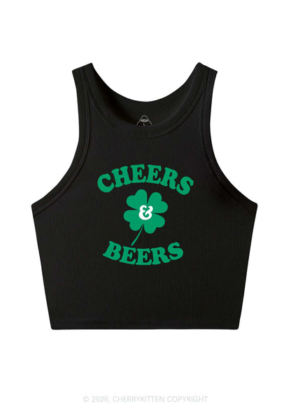 Cheers And Beers St Patricks Y2K Crop Tank Top Cherrykitten