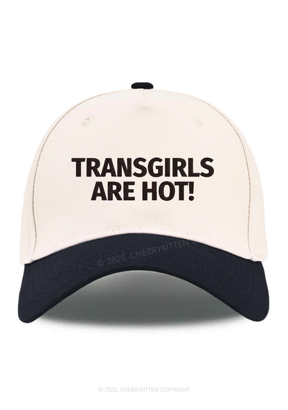 Embroidered Transgirls Are Hot Pride Y2K Color Block Baseball Cap Cherrykitten