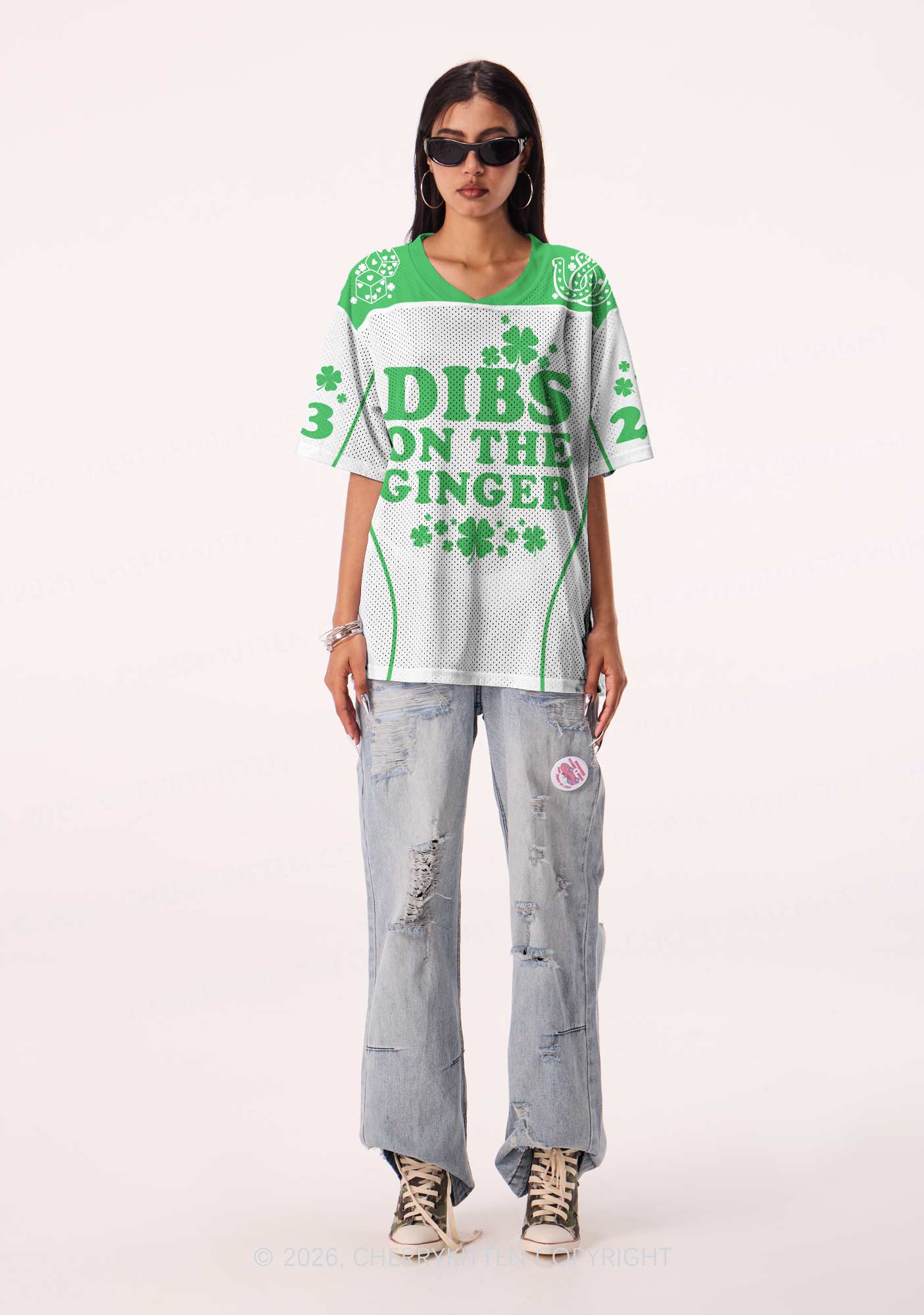 Custom White Dibs On The Ginger St Patricks Y2K Sport Jersey Shirts Cherrykitten