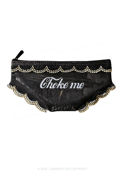 Glitter Choke Me Y2K Briefs Shape Cosmetic Pouch Cherrykitten