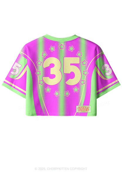 Custom Bright Pink Pony Y2K Crop Sport Jersey Shirts Cherrykitten