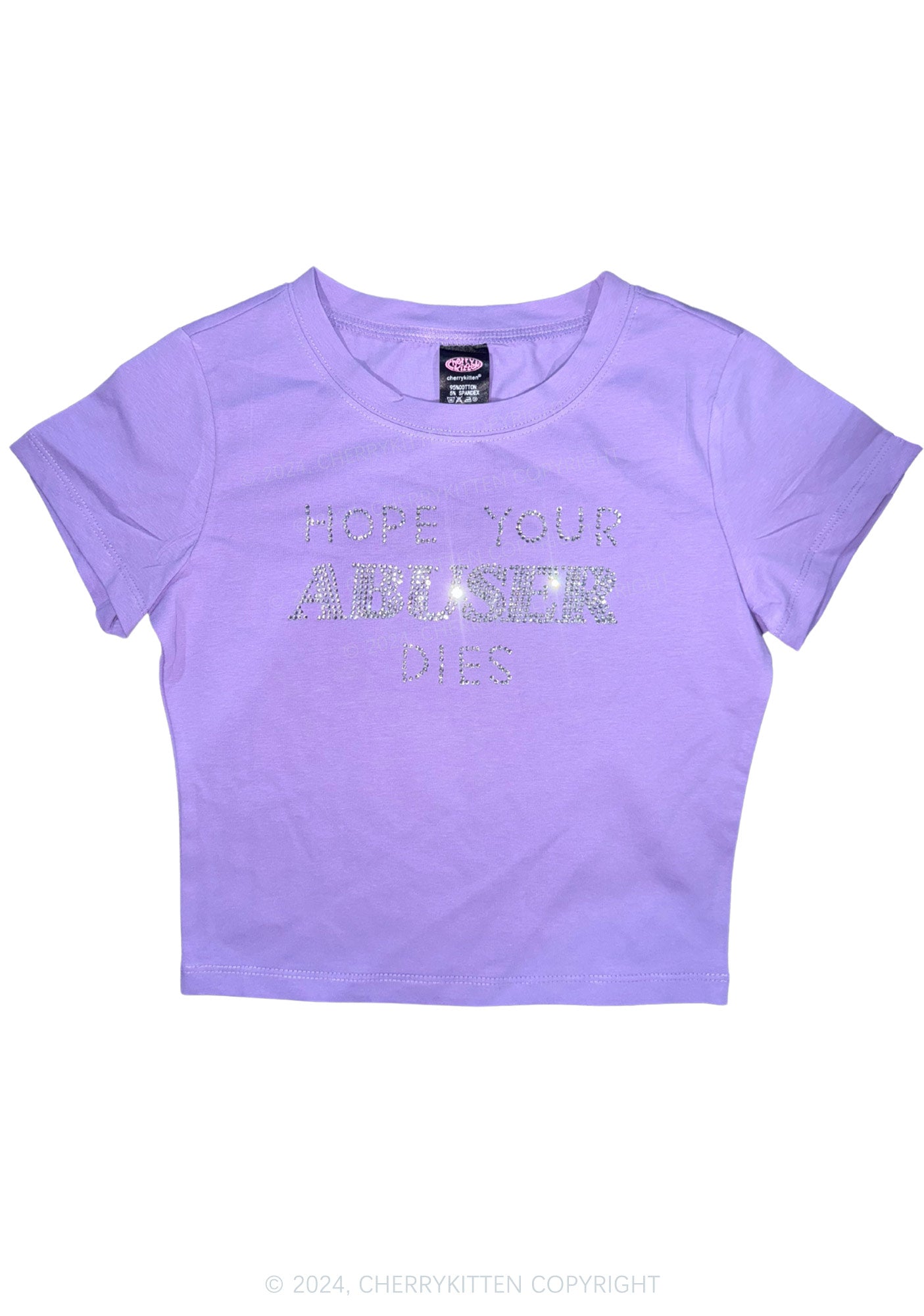Curvy Rhinestone Abuser Dies Y2K Baby Tee Cherrykitten