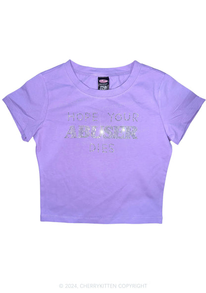 Curvy Rhinestone Abuser Dies Y2K Baby Tee Cherrykitten