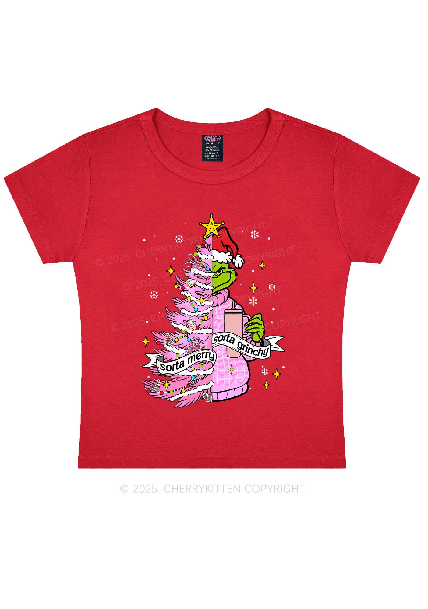 Christmas Sorta Merry Y2K Baby Tee Cherrykitten