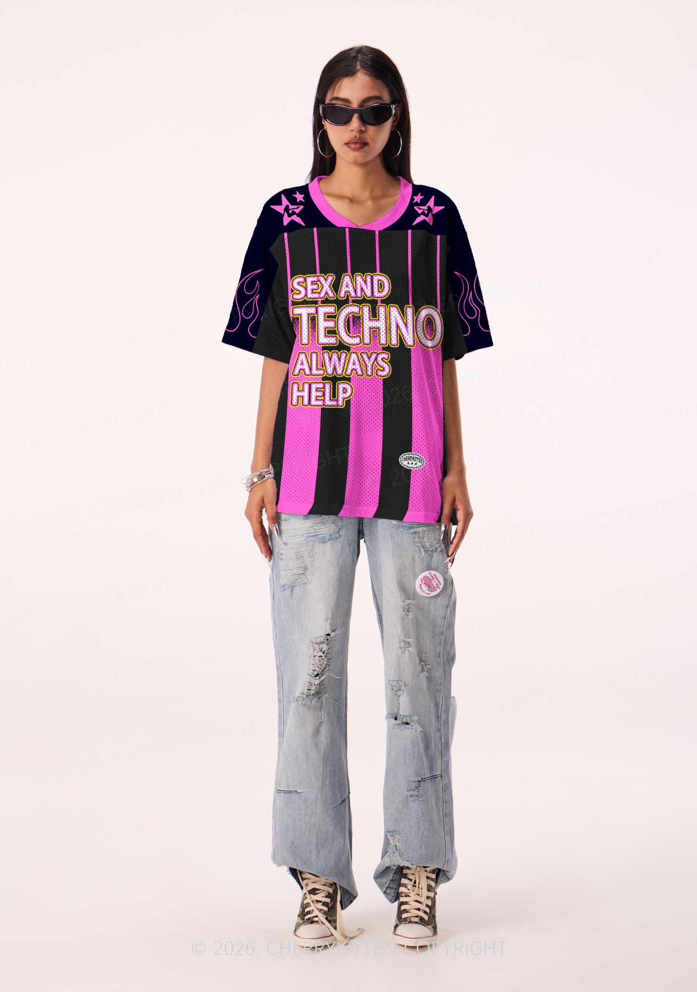 Sx And Techno Always Help Y2K Sport Jersey Shirts Cherrykitten
